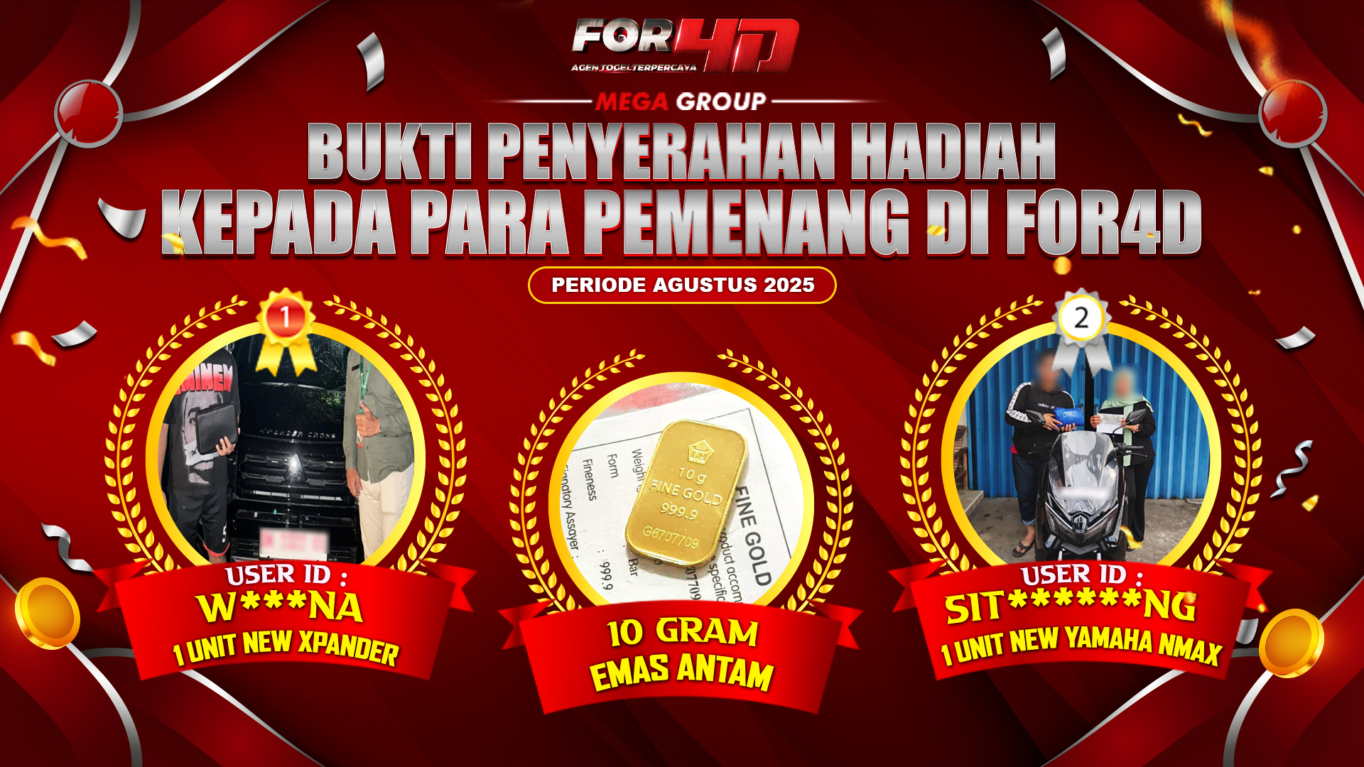 Selamat Kepada Member Setia FOR4D Sudah Memenangkan Satu Unit Mobil New Xpander