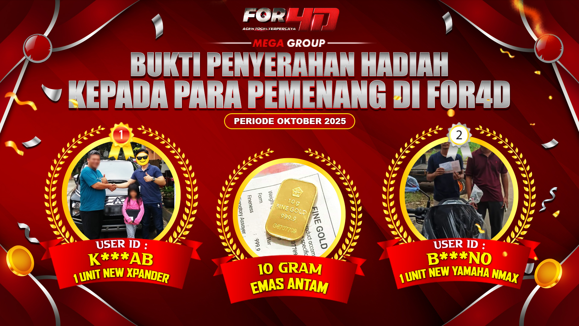 Selamat Kepada Member Setia FOR4D Sudah Memenangkan Satu Unit Mobil New Xpander